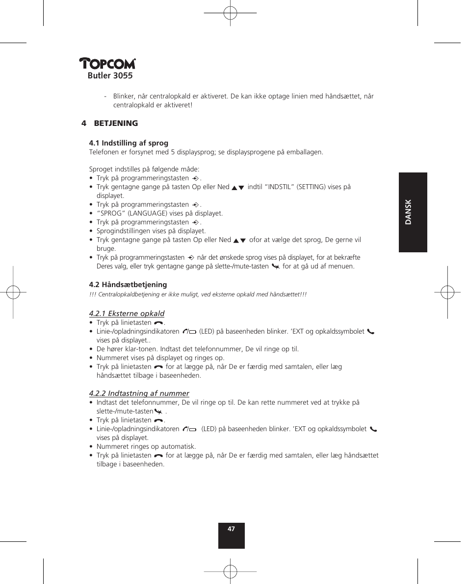 Topcom BUTLER 3055 User Manual | Page 47 / 176
