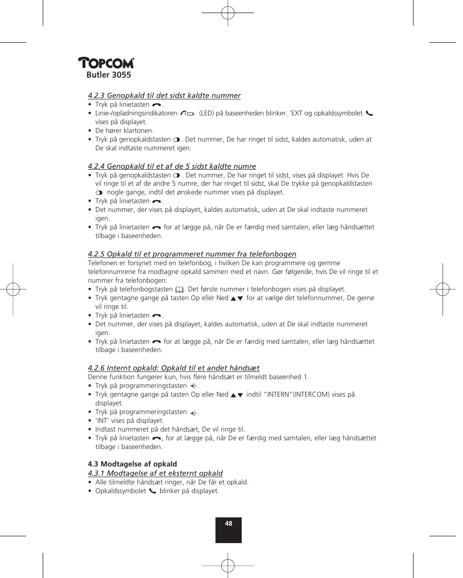 Topcom BUTLER 3055 User Manual | Page 48 / 176