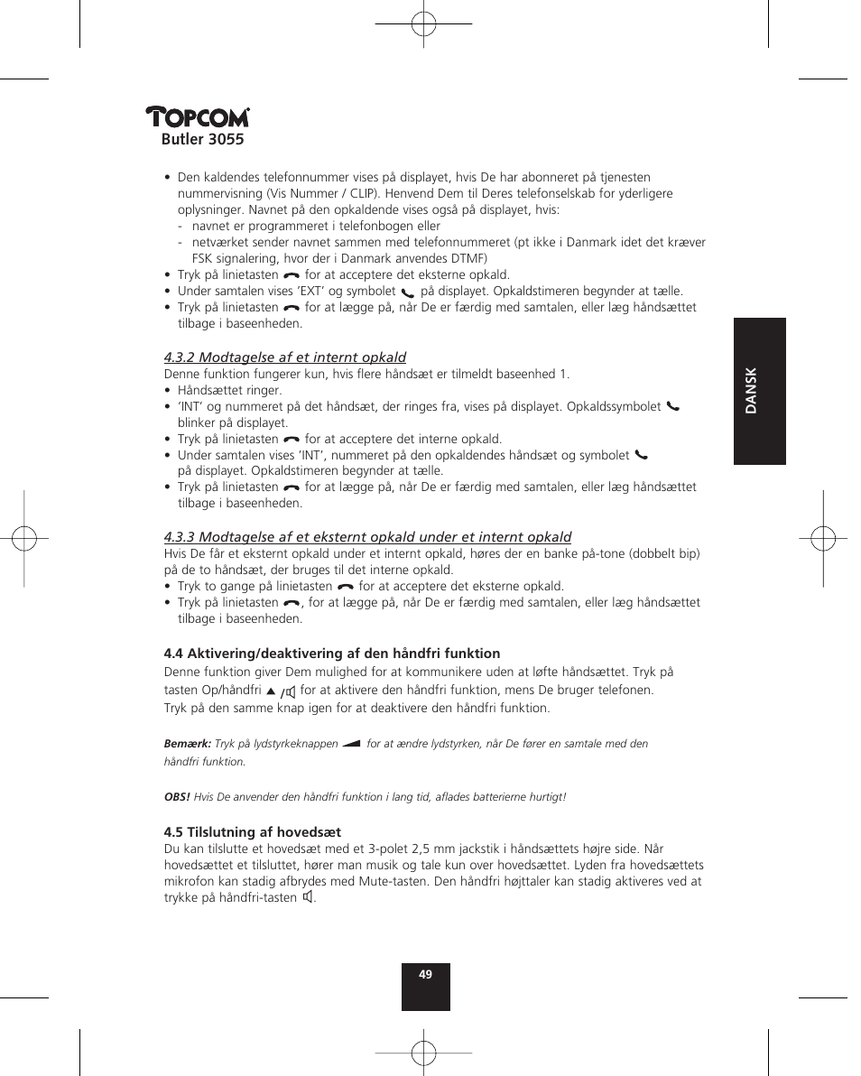 Topcom BUTLER 3055 User Manual | Page 49 / 176