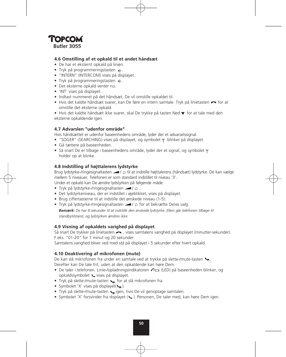 Topcom BUTLER 3055 User Manual | Page 50 / 176