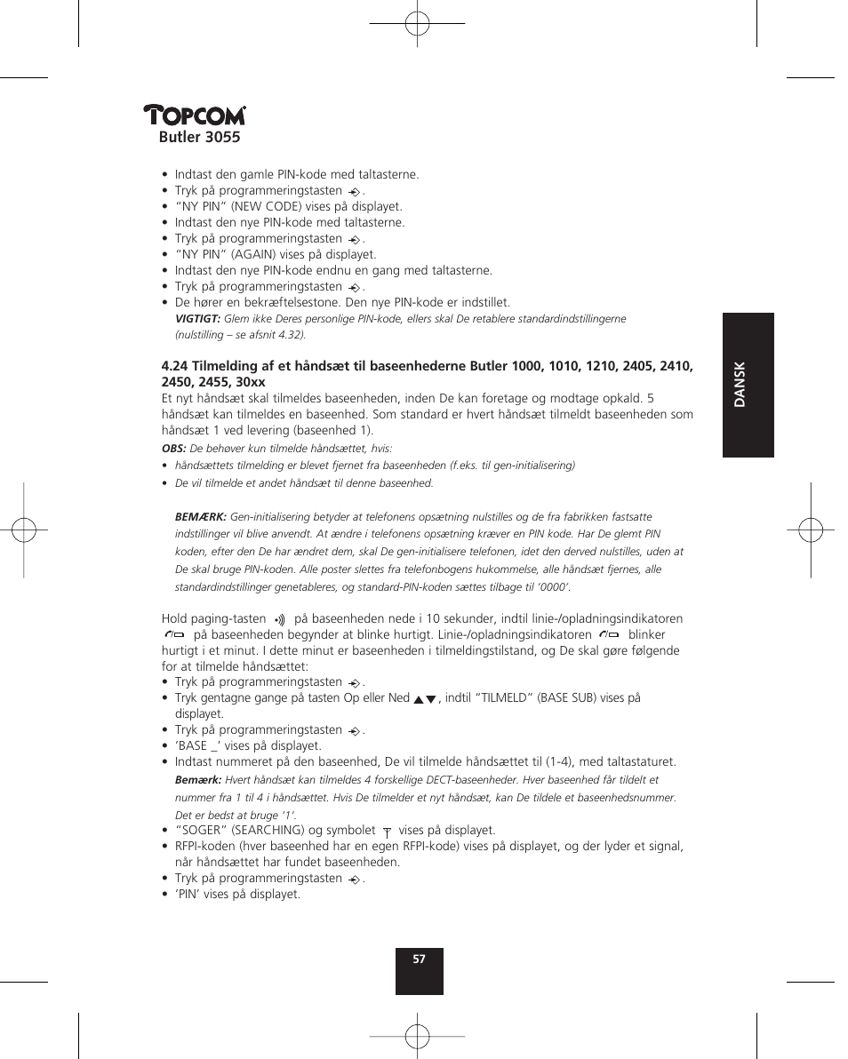 Butler 3055 | Topcom BUTLER 3055 User Manual | Page 57 / 176