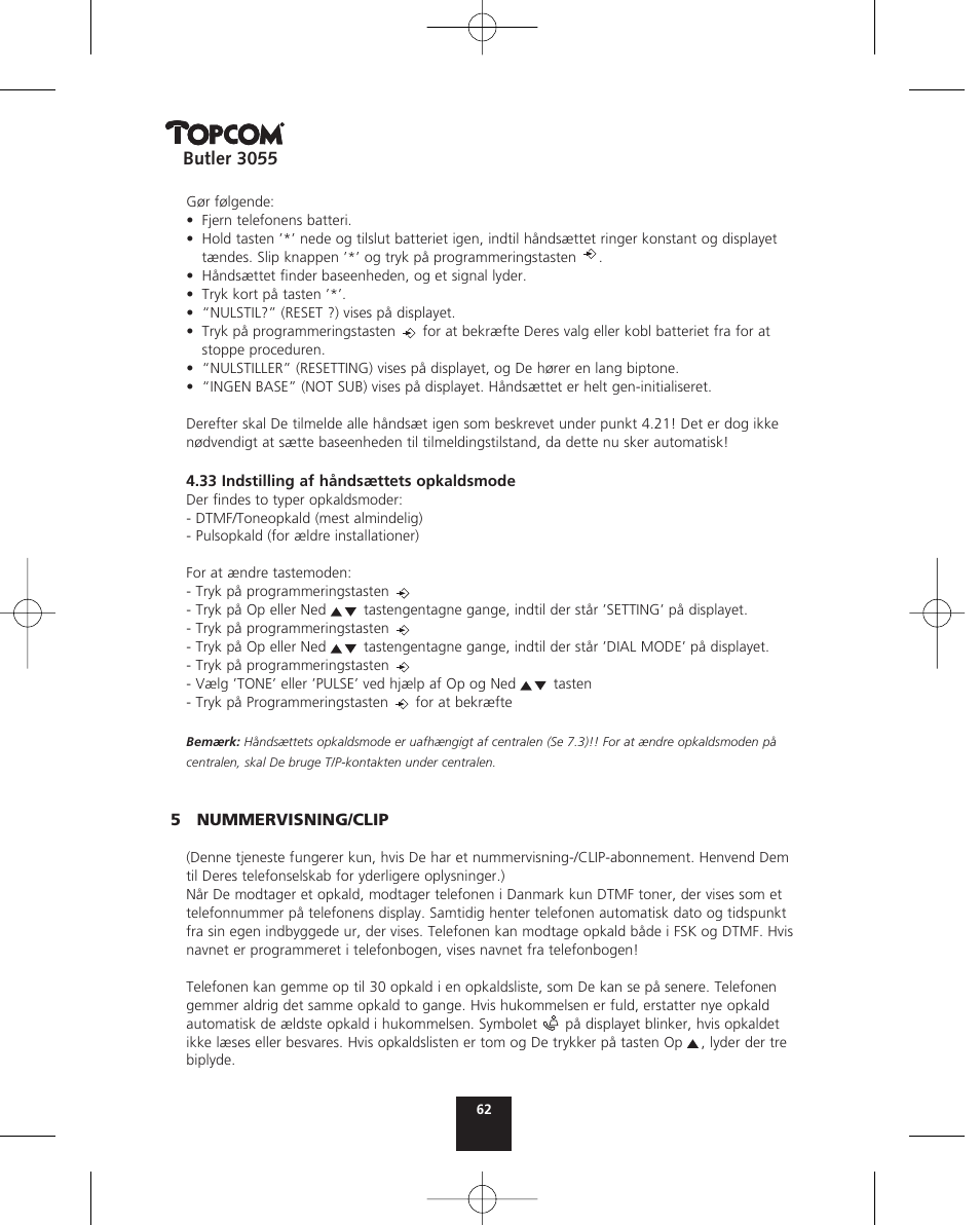 Topcom BUTLER 3055 User Manual | Page 62 / 176