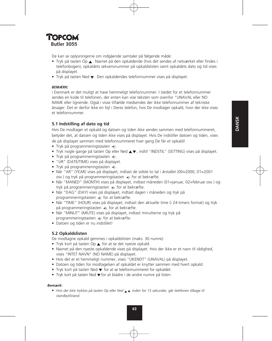 Topcom BUTLER 3055 User Manual | Page 63 / 176