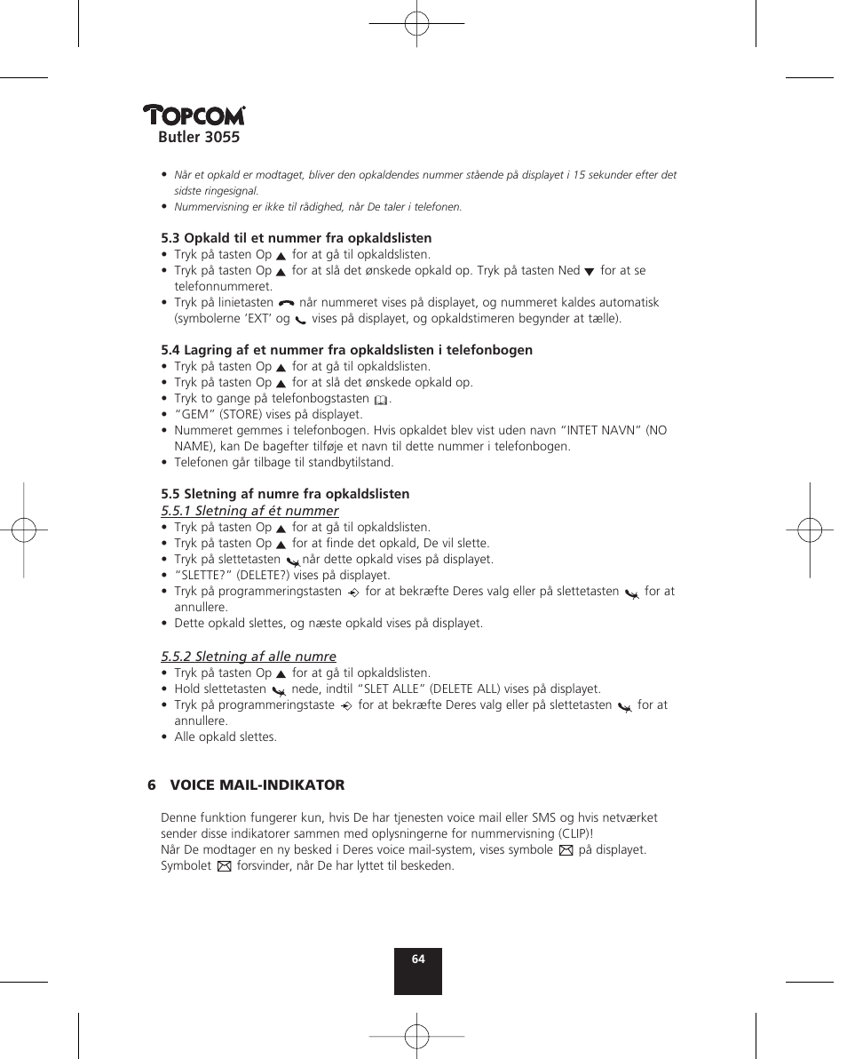Topcom BUTLER 3055 User Manual | Page 64 / 176