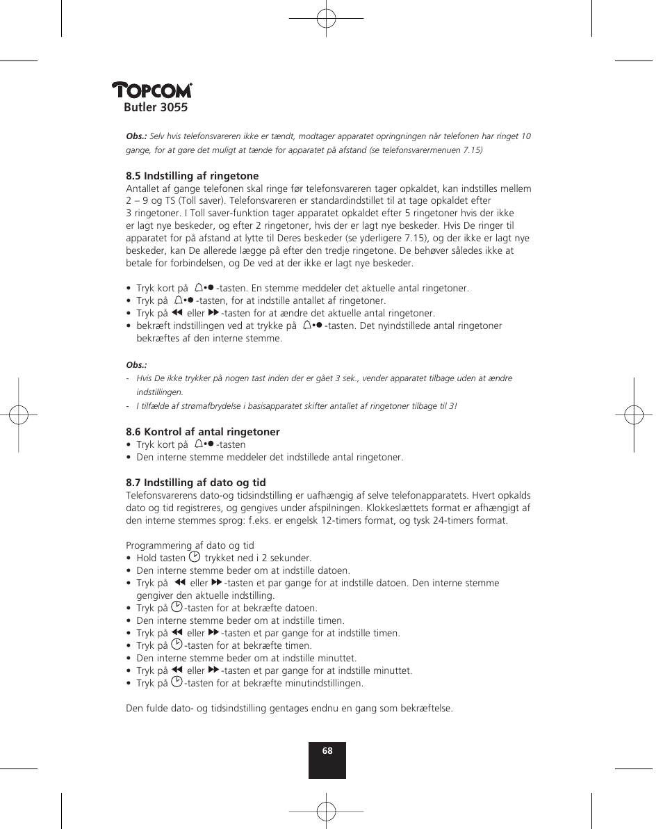 Topcom BUTLER 3055 User Manual | Page 68 / 176