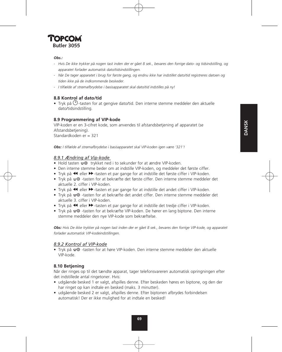 Topcom BUTLER 3055 User Manual | Page 69 / 176