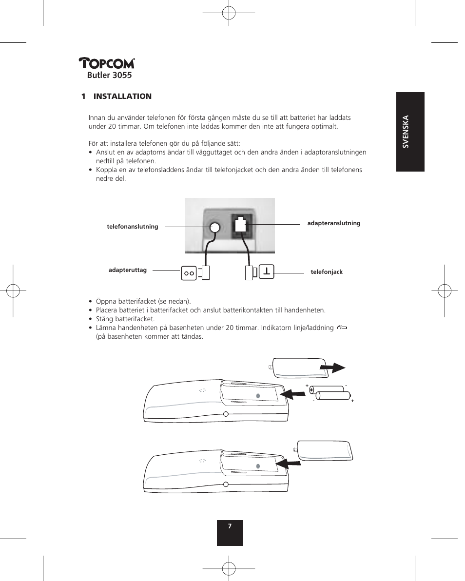 Butler 3055 | Topcom BUTLER 3055 User Manual | Page 7 / 176