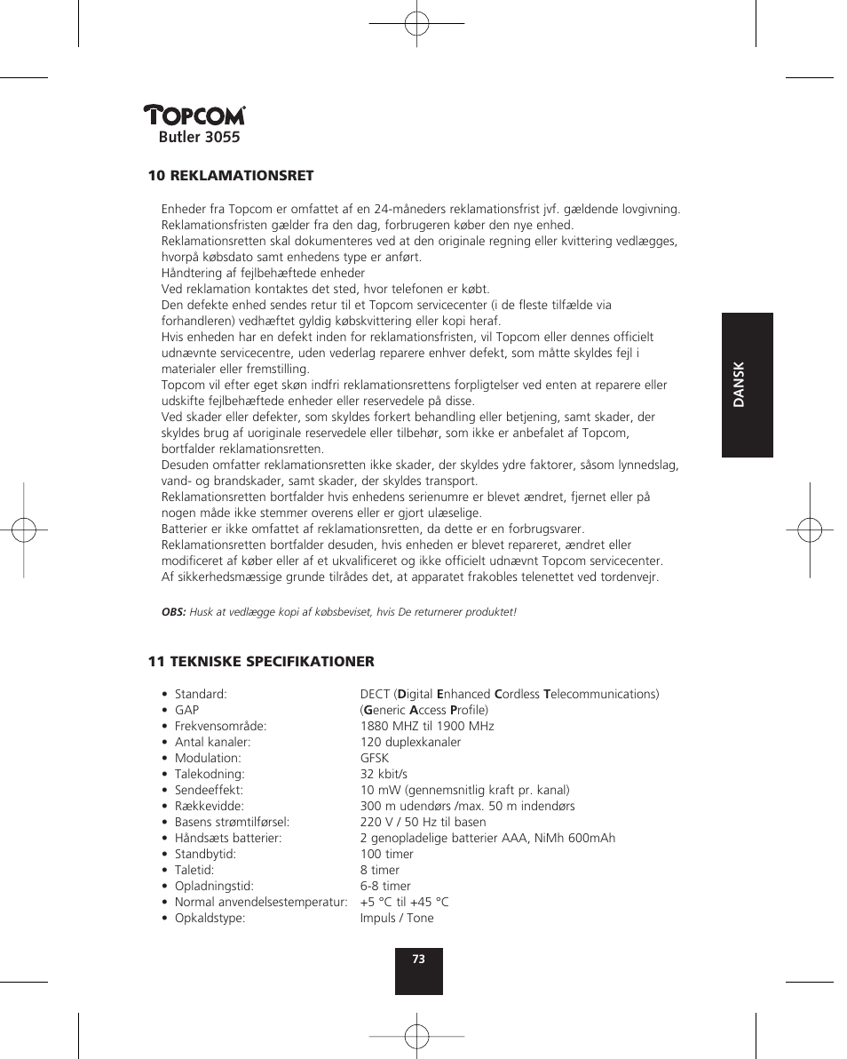 Topcom BUTLER 3055 User Manual | Page 73 / 176