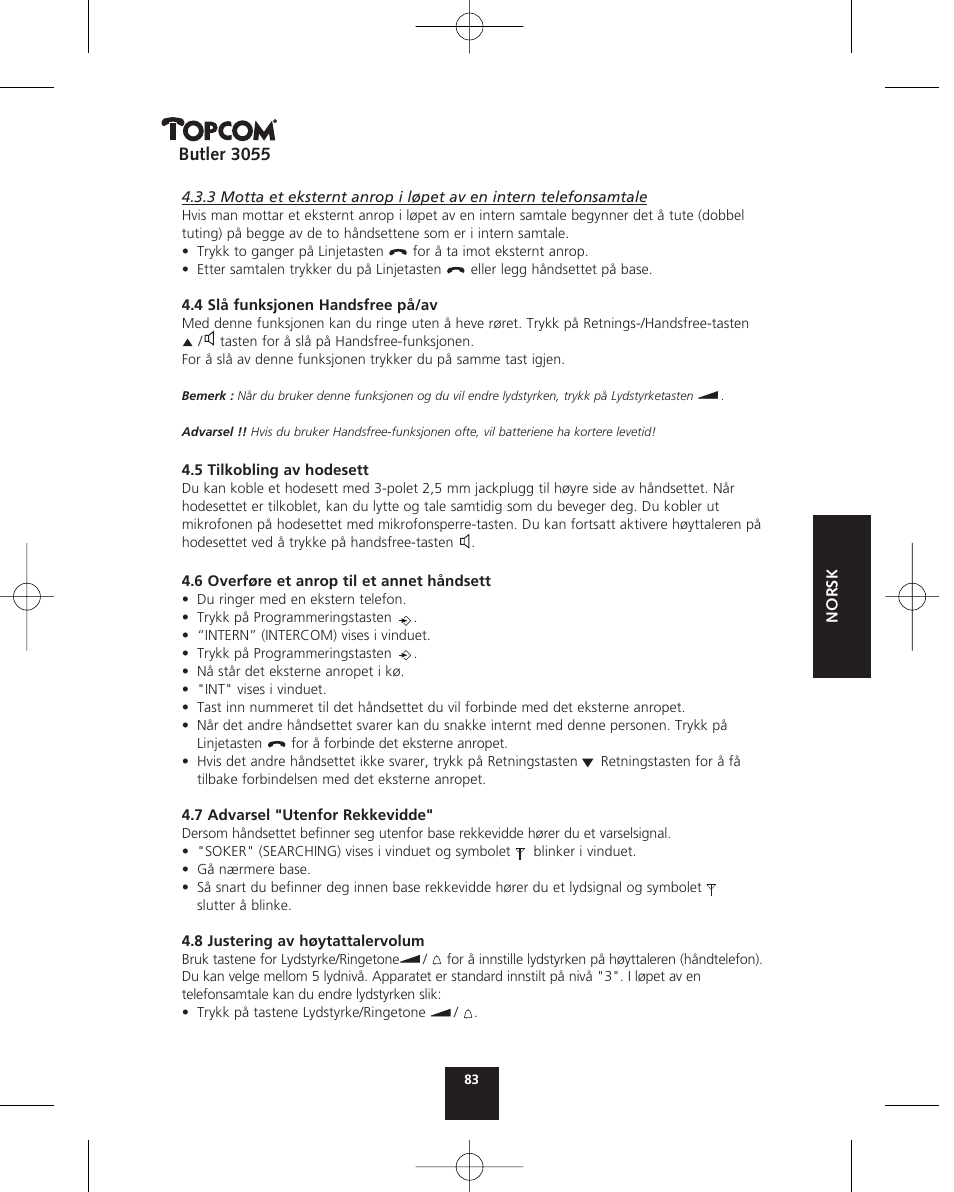 Topcom BUTLER 3055 User Manual | Page 83 / 176