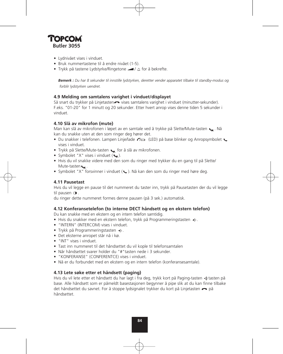 Topcom BUTLER 3055 User Manual | Page 84 / 176