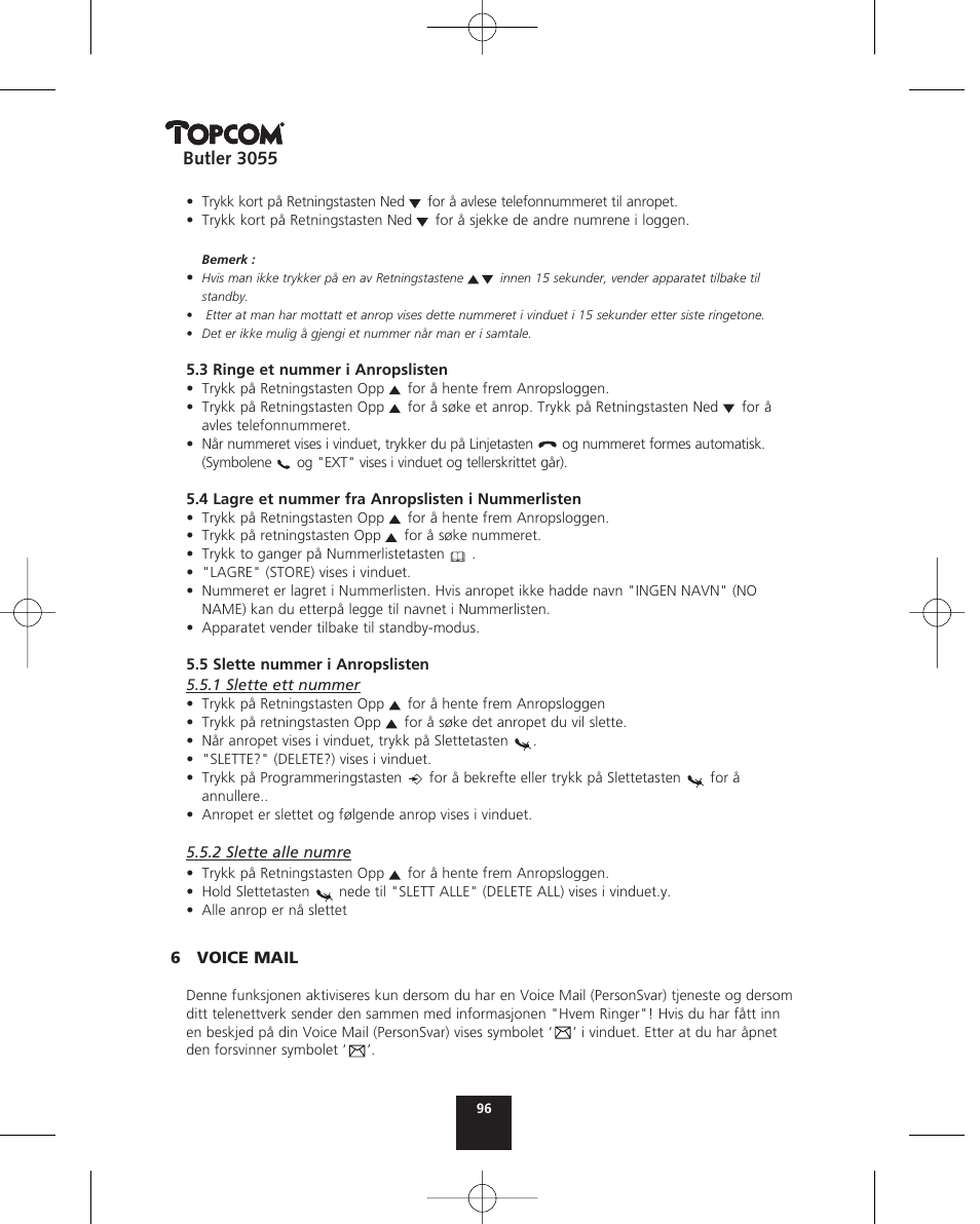 Topcom BUTLER 3055 User Manual | Page 96 / 176