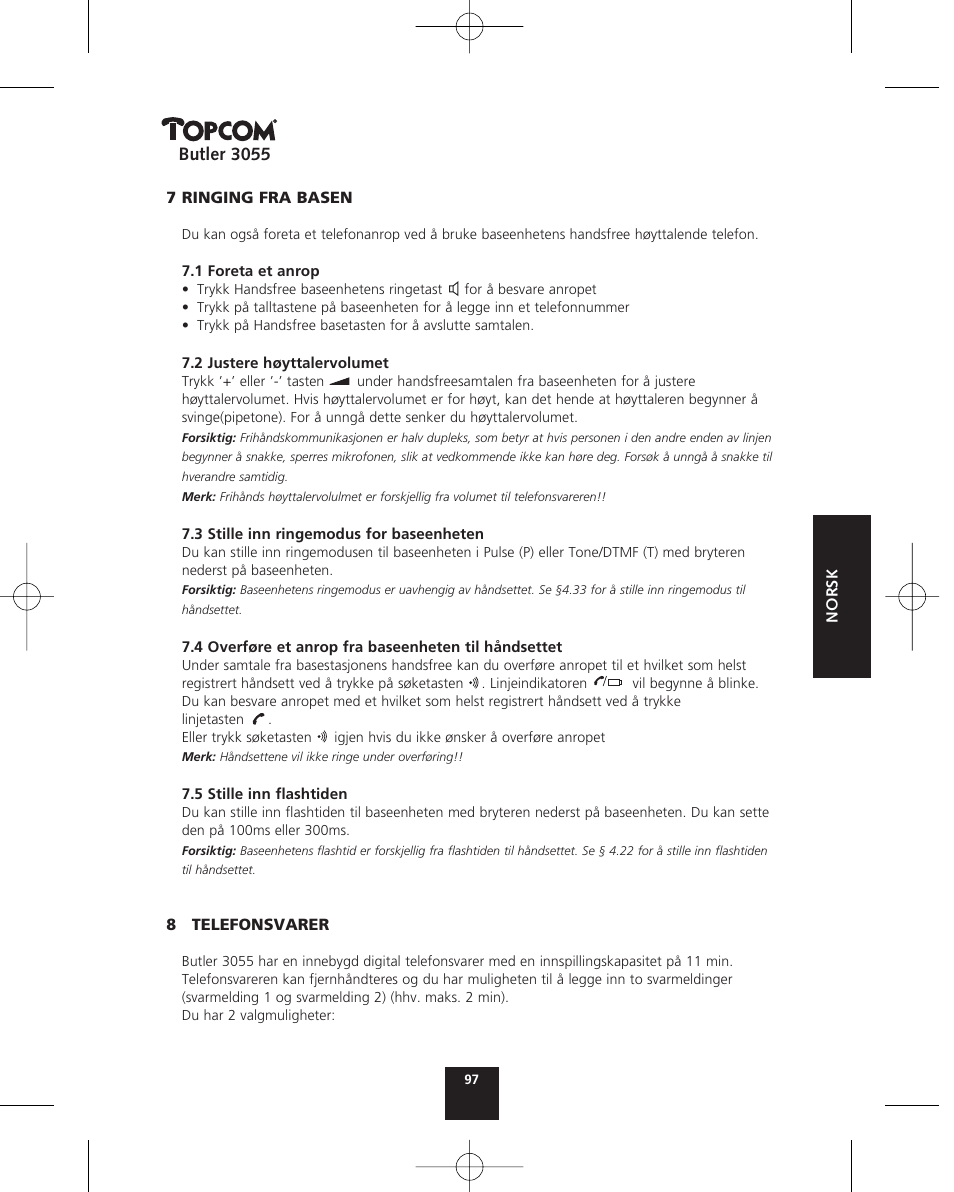 Topcom BUTLER 3055 User Manual | Page 97 / 176
