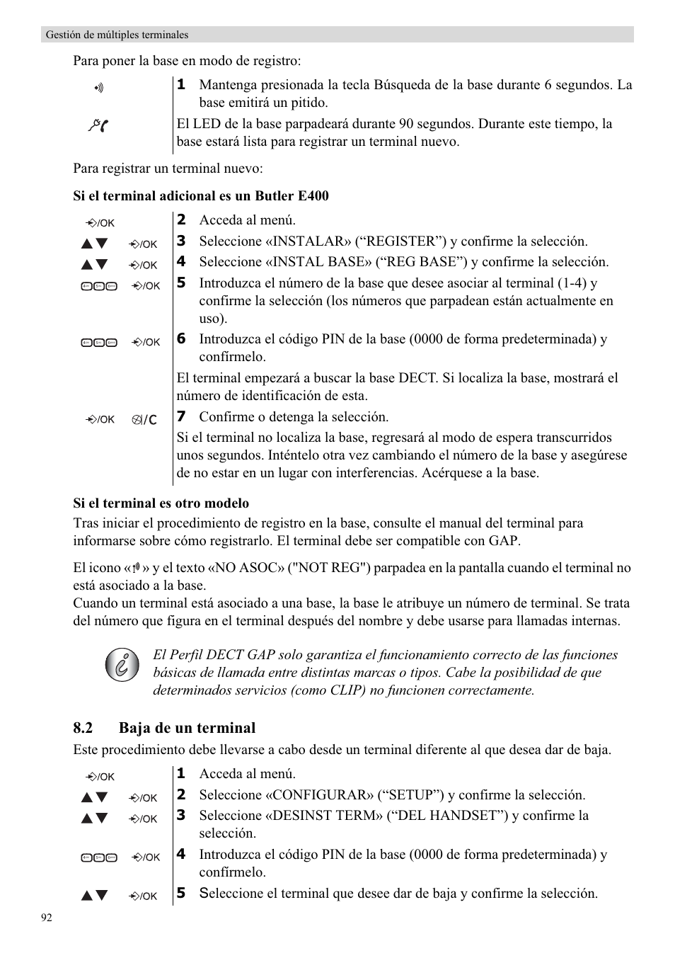 2 baja de un terminal | Topcom Butler E400 User Manual | Page 114 / 272