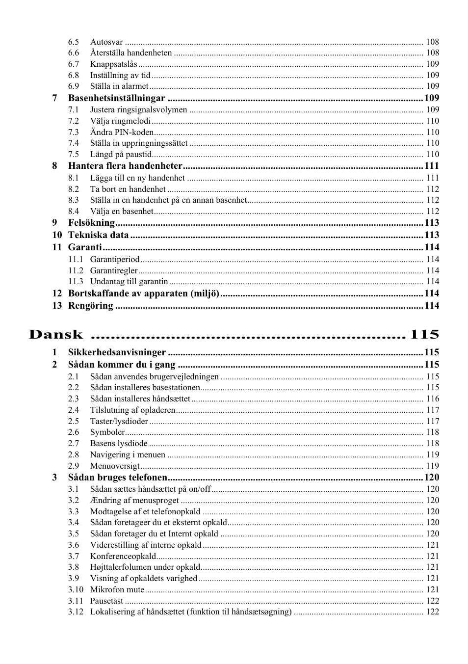 Dansk | Topcom Butler E400 User Manual | Page 12 / 272