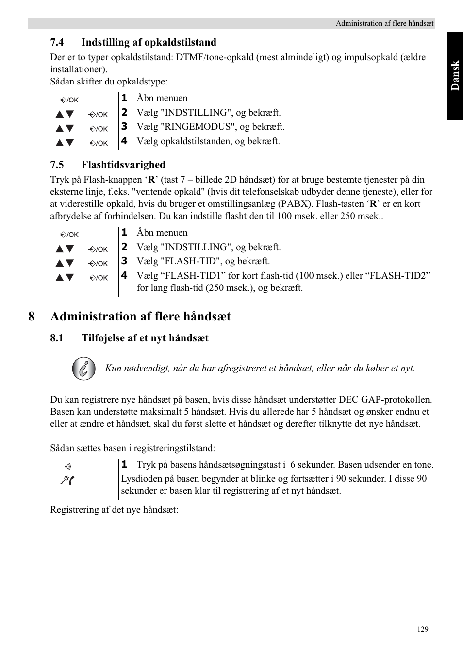 8administration af flere håndsæt | Topcom Butler E400 User Manual | Page 151 / 272