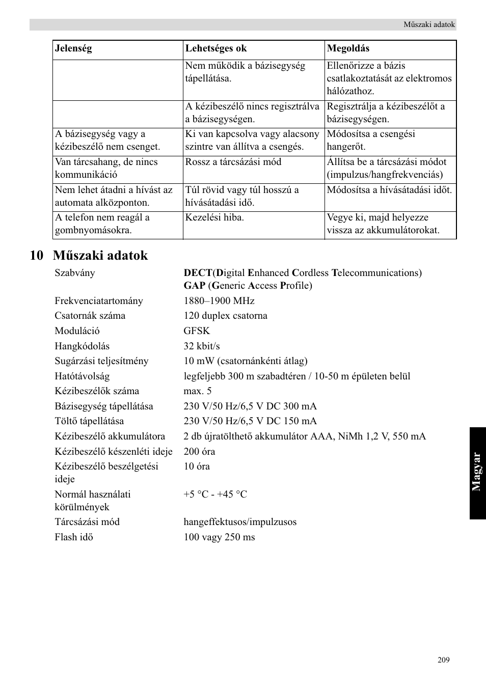 10 mħszaki adatok | Topcom Butler E400 User Manual | Page 231 / 272
