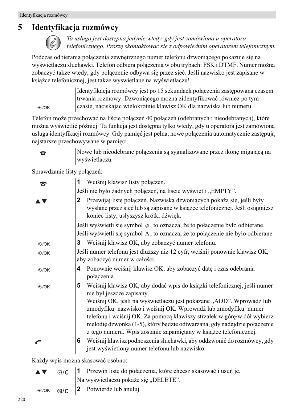 5identyfikacja rozmówcy | Topcom Butler E400 User Manual | Page 242 / 272
