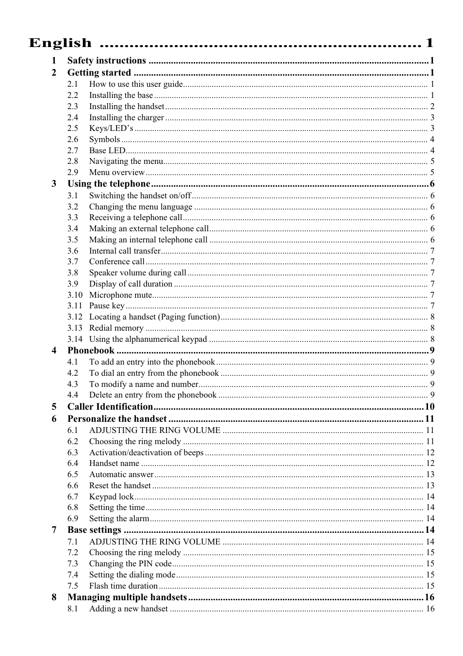 English | Topcom Butler E400 User Manual | Page 5 / 272