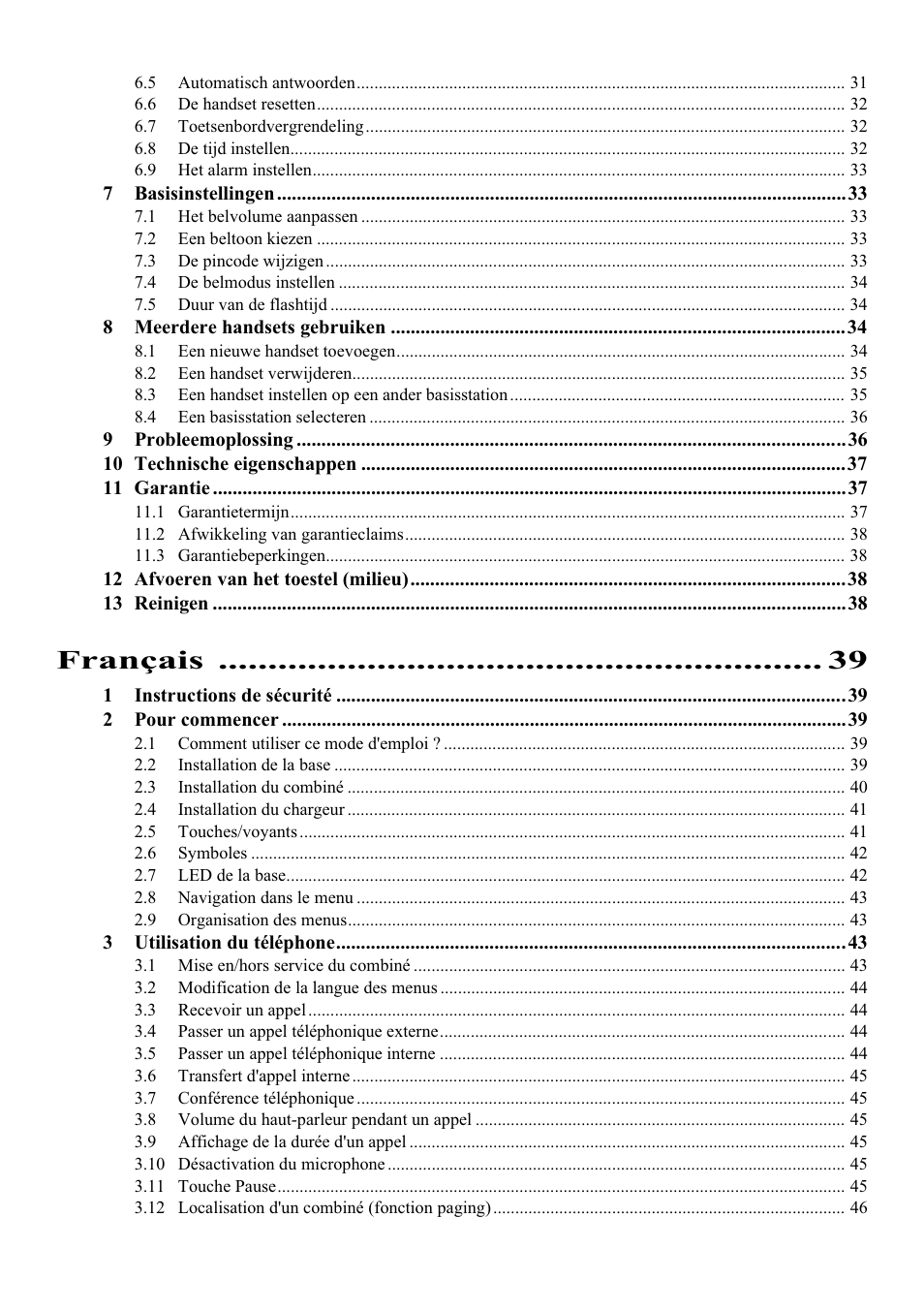 Français | Topcom Butler E400 User Manual | Page 7 / 272