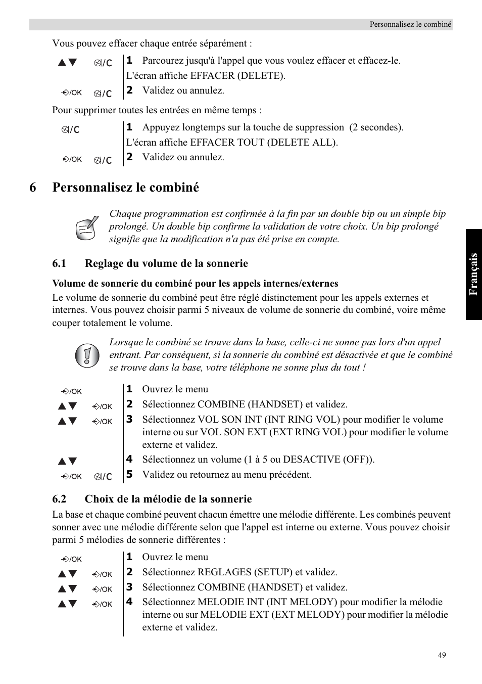 6personnalisez le combiné | Topcom Butler E400 User Manual | Page 71 / 272