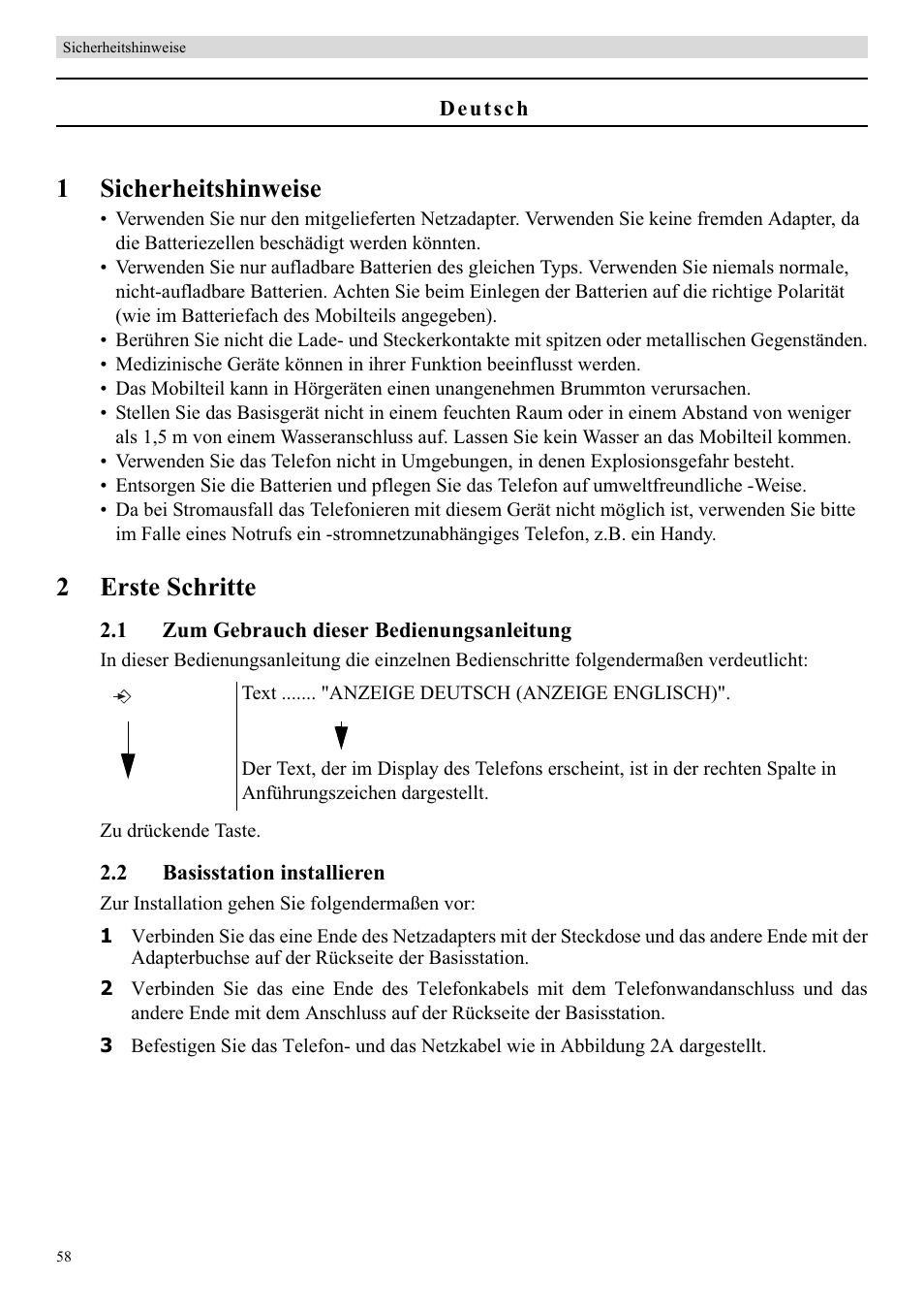 1sicherheitshinweise, 2erste schritte | Topcom Butler E400 User Manual | Page 80 / 272
