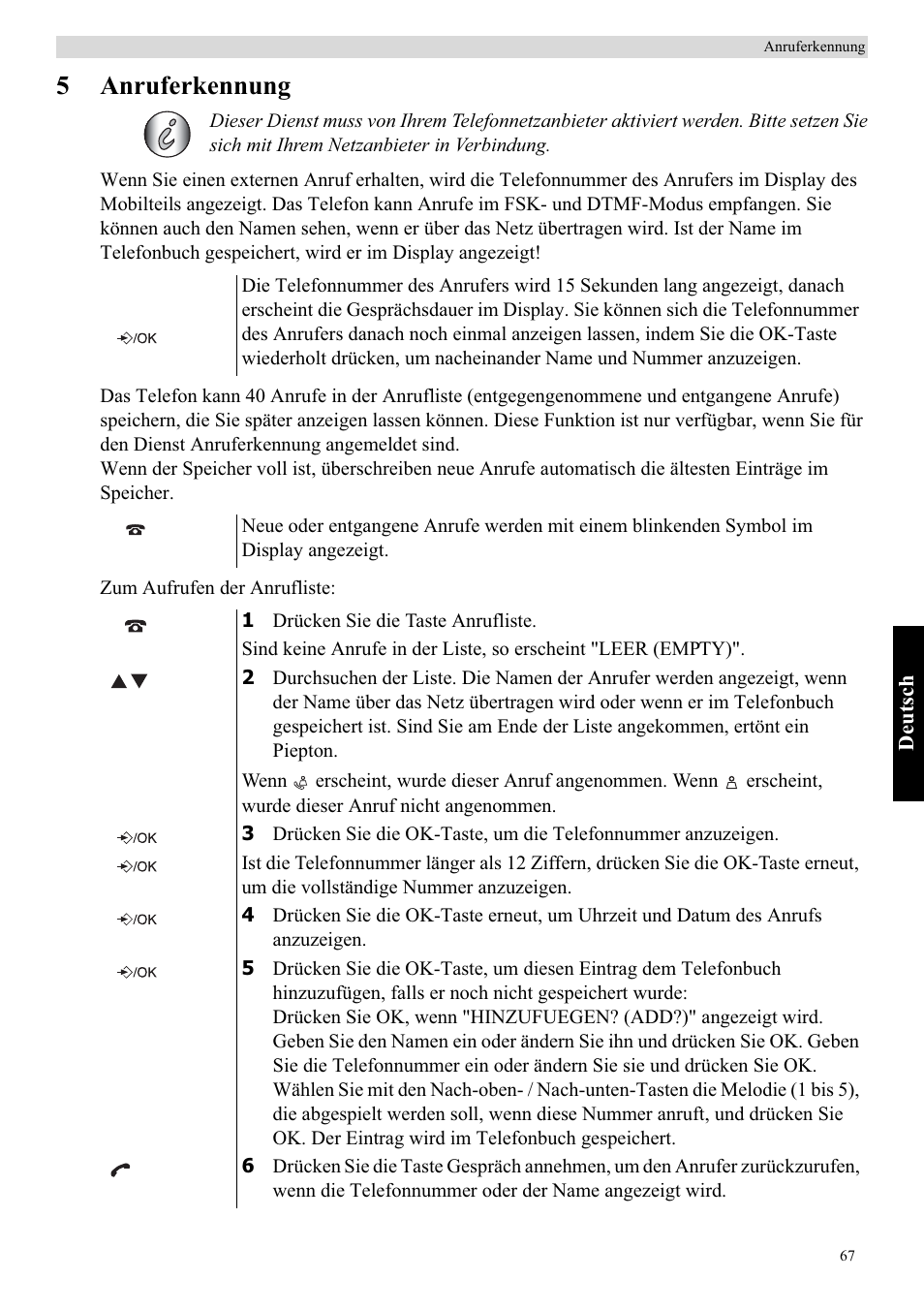 5anruferkennung | Topcom Butler E400 User Manual | Page 89 / 272