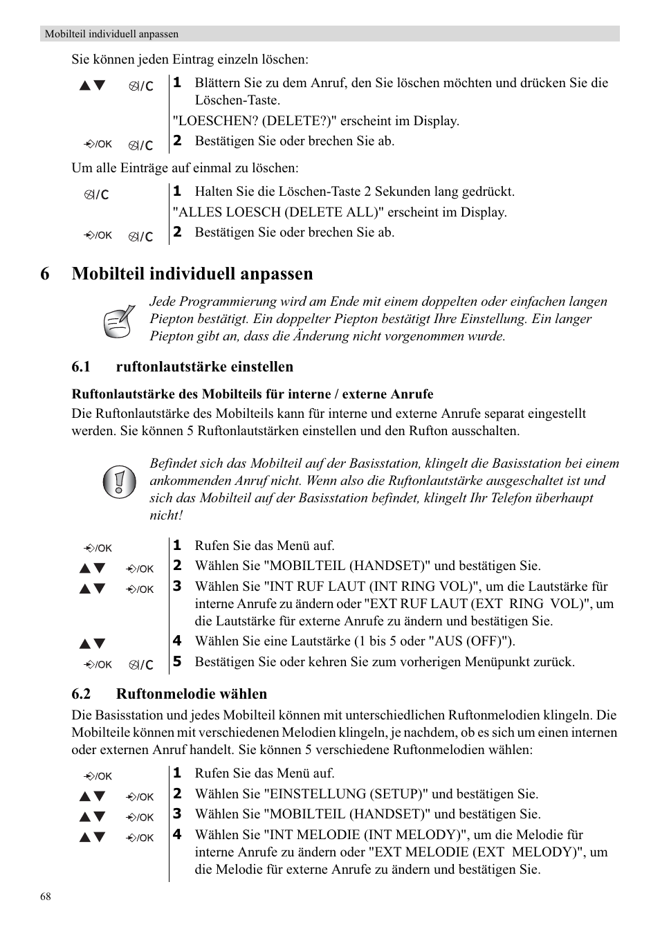 6mobilteil individuell anpassen | Topcom Butler E400 User Manual | Page 90 / 272