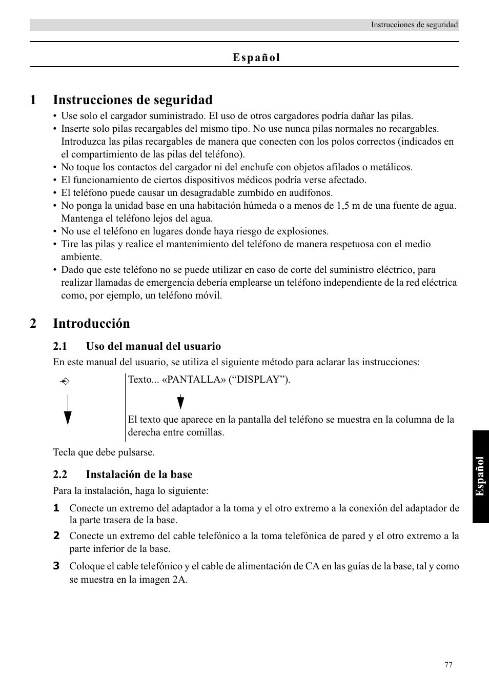 1instrucciones de seguridad, 2introducción | Topcom Butler E400 User Manual | Page 99 / 272