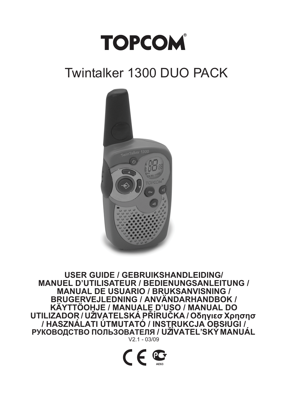 Topcom 1300 DUO PACK User Manual | 124 pages