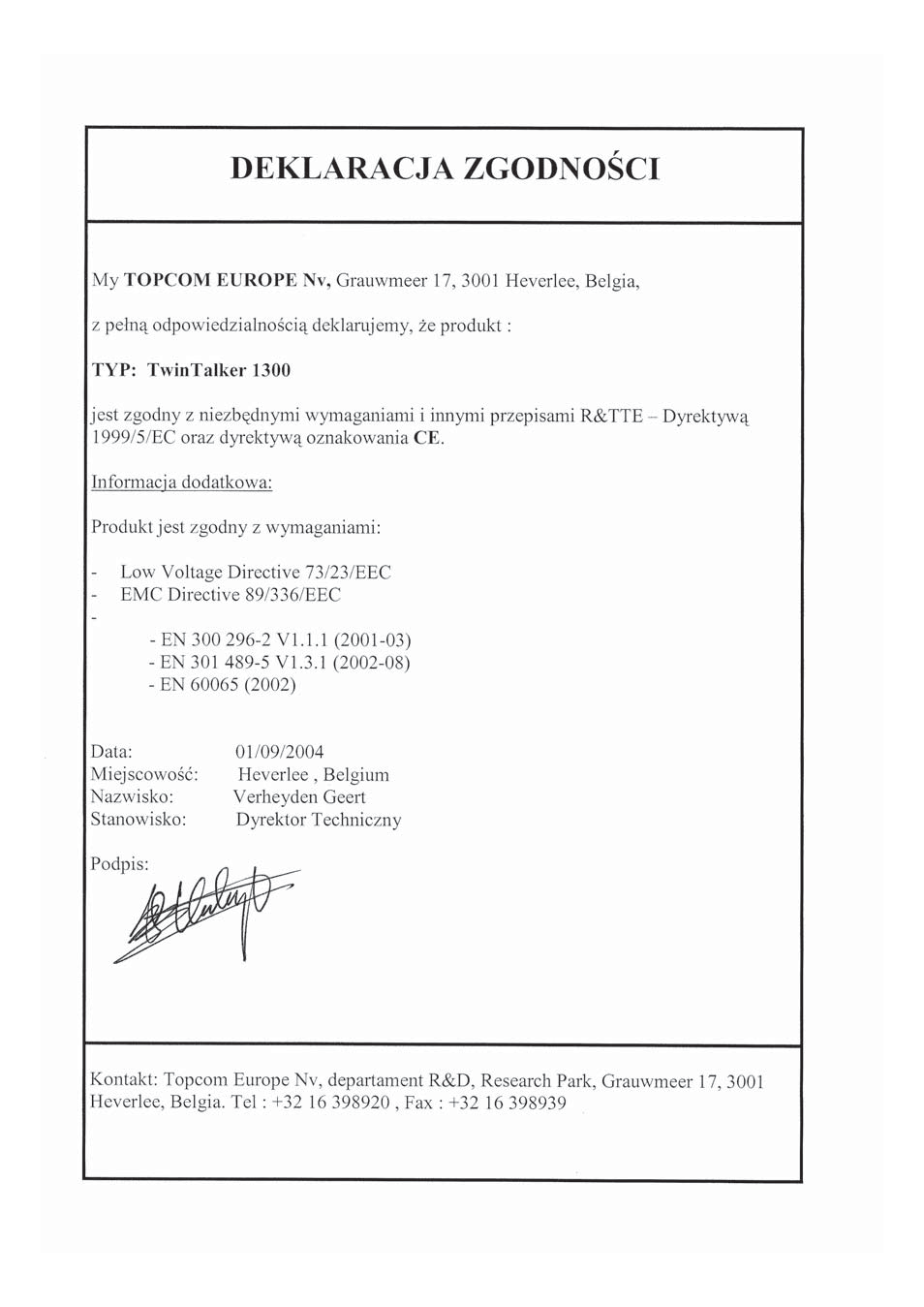 Topcom 1300 DUO PACK User Manual | Page 122 / 124