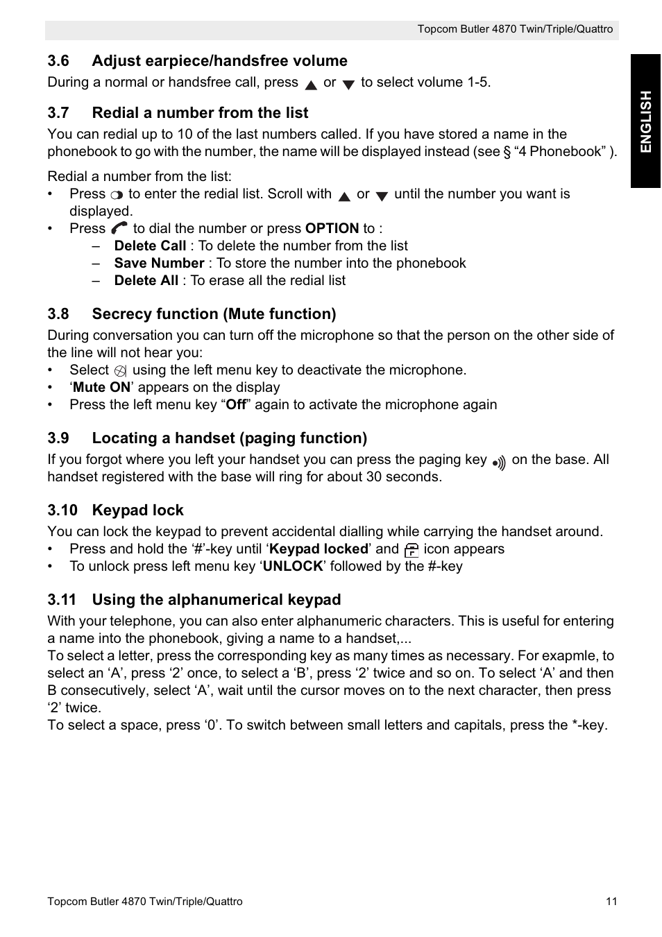 Topcom BUTLER 4870 User Manual | Page 11 / 24