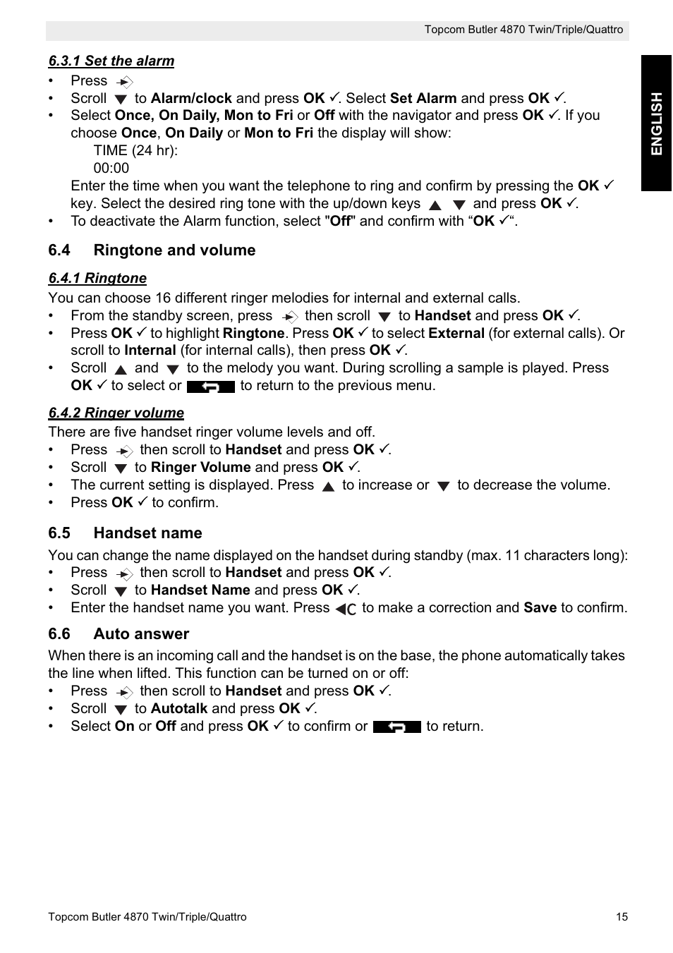 Topcom BUTLER 4870 User Manual | Page 15 / 24