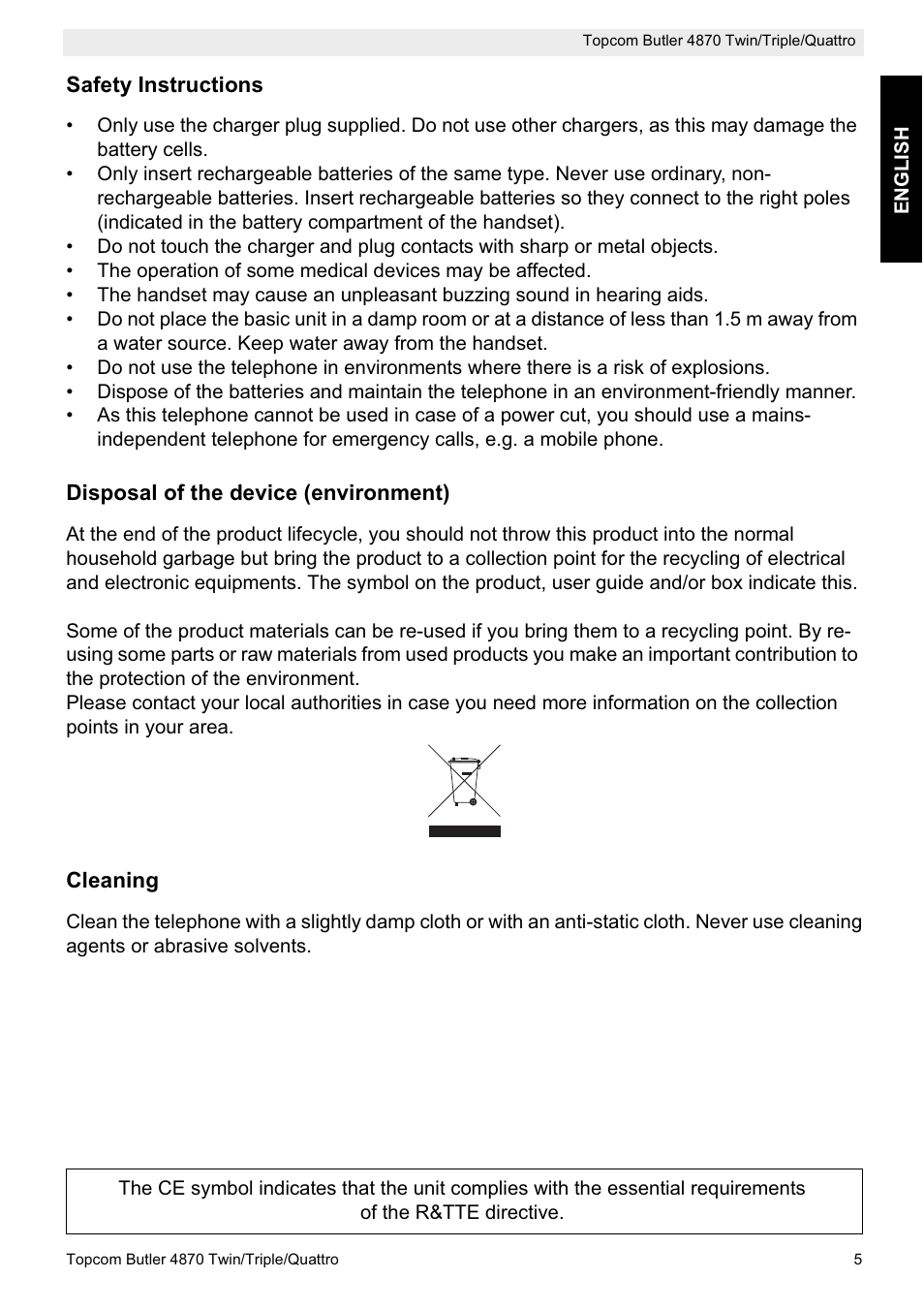 Topcom BUTLER 4870 User Manual | Page 5 / 24