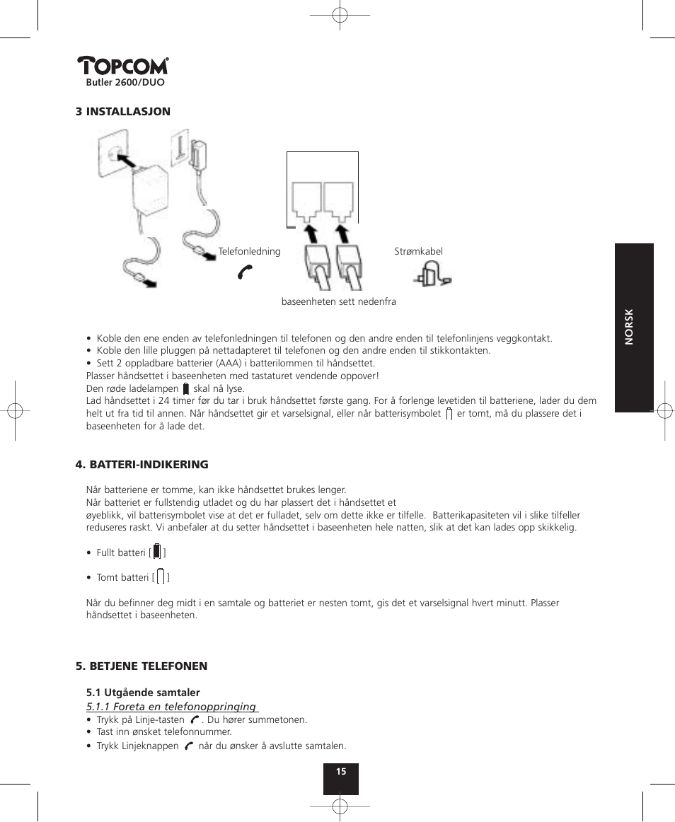 Topcom BUTLER 2600 User Manual | Page 15 / 36