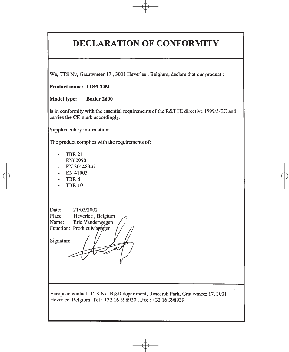 Topcom BUTLER 2600 User Manual | Page 2 / 36