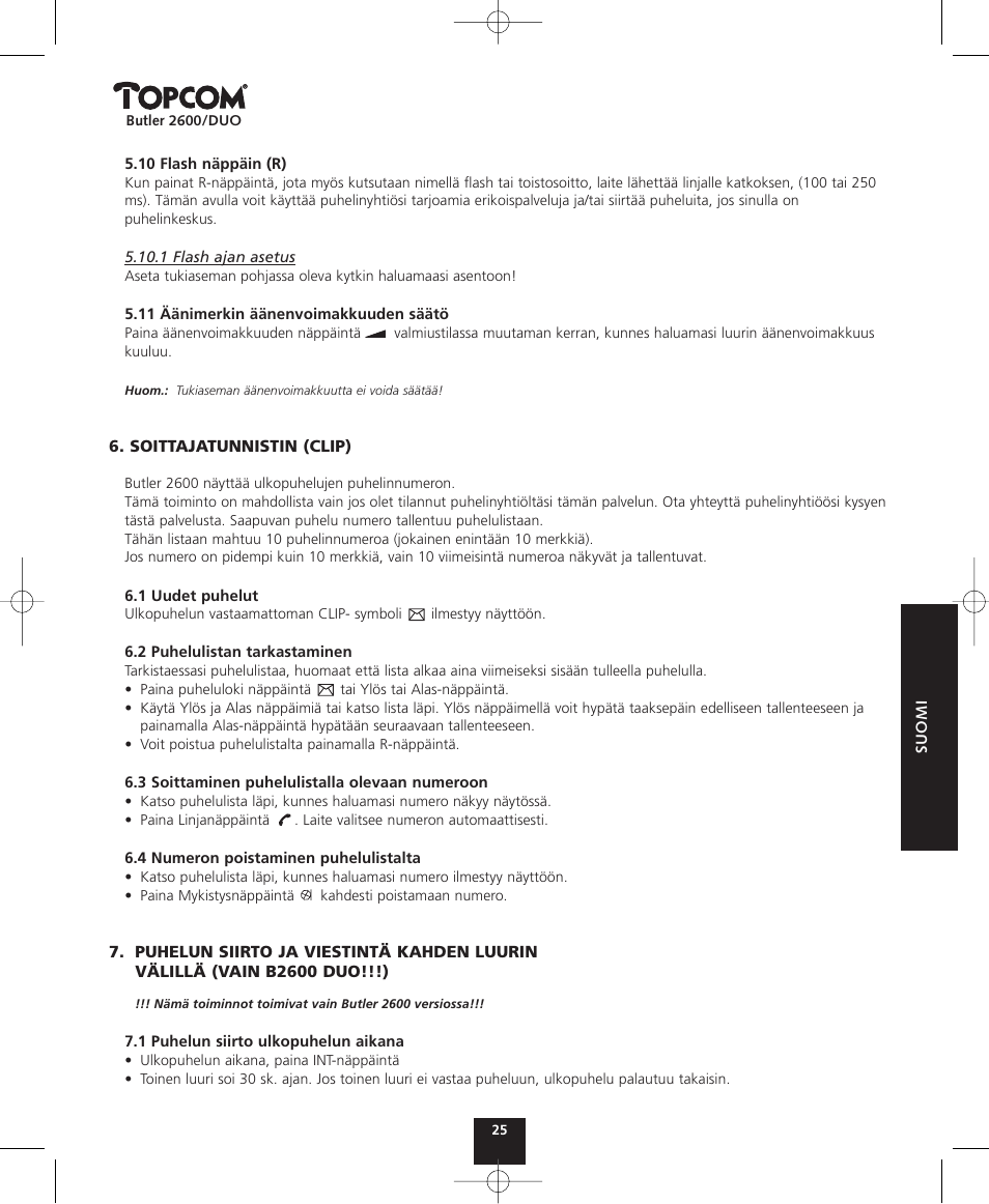 Topcom BUTLER 2600 User Manual | Page 25 / 36