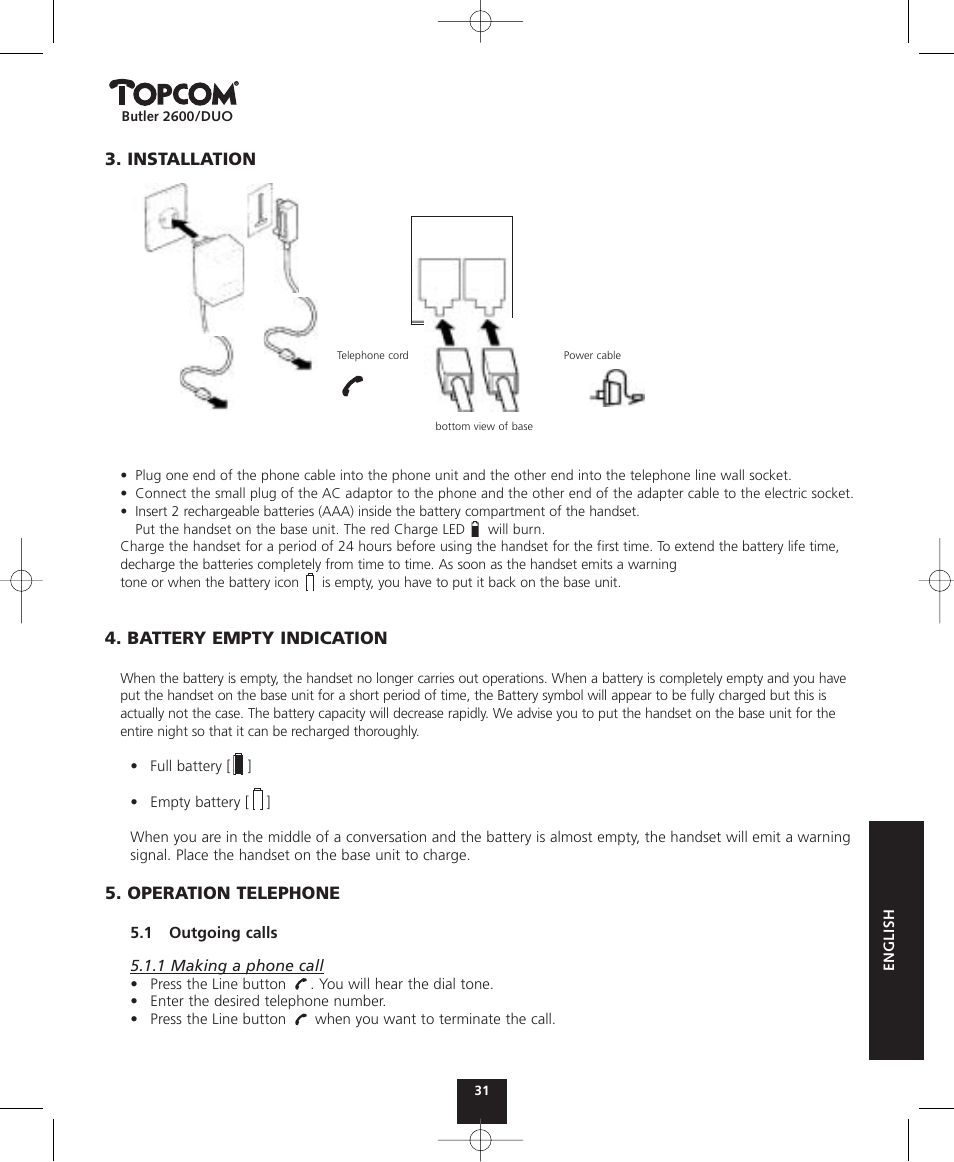 Topcom BUTLER 2600 User Manual | Page 31 / 36
