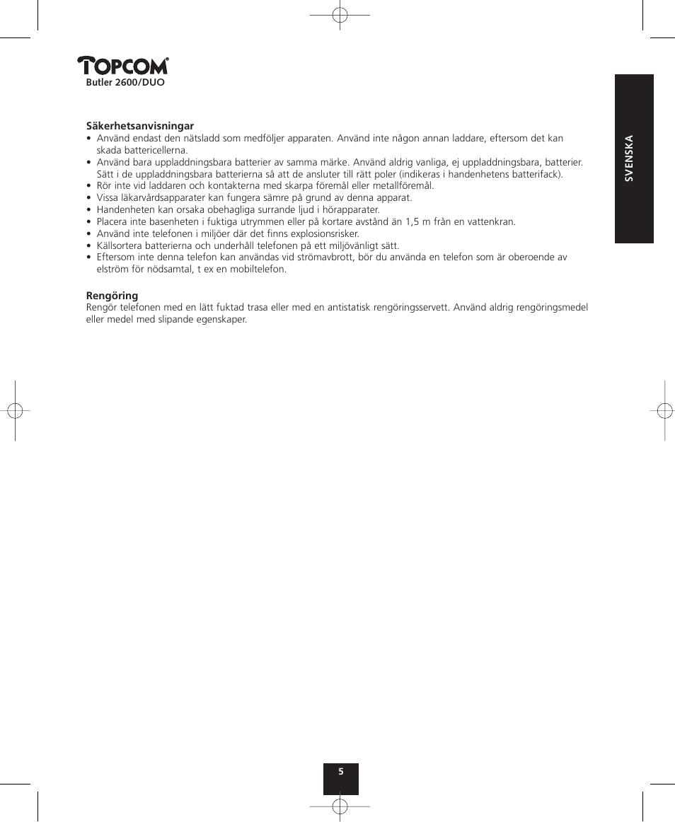 Topcom BUTLER 2600 User Manual | Page 5 / 36