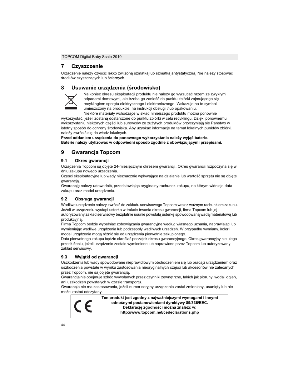 Topcom 2010 User Manual | Page 44 / 52