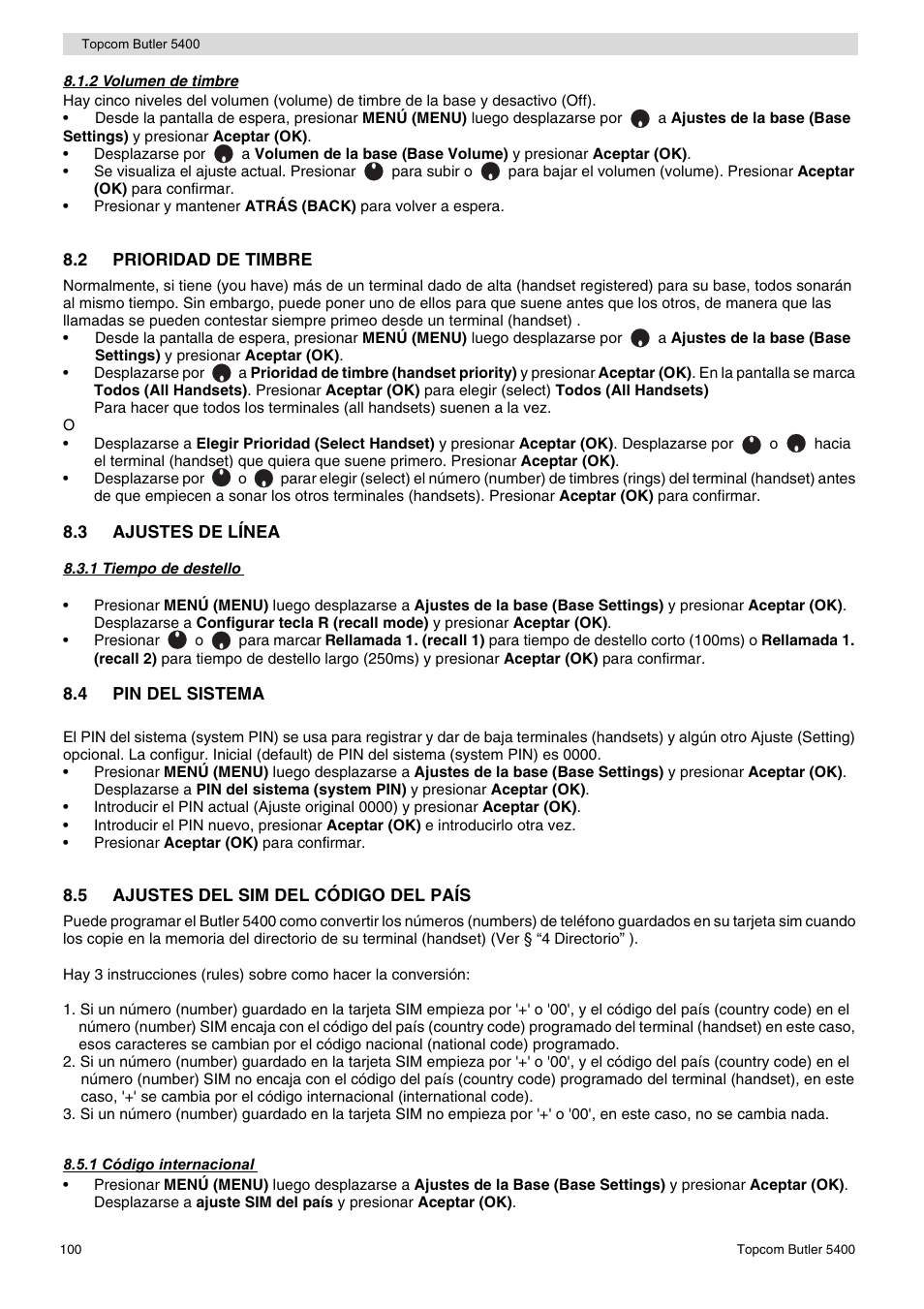 Topcom BUTLER 5400 User Manual | Page 100 / 112