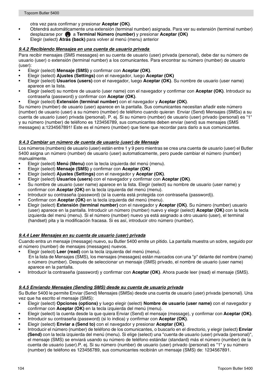 Topcom BUTLER 5400 User Manual | Page 104 / 112