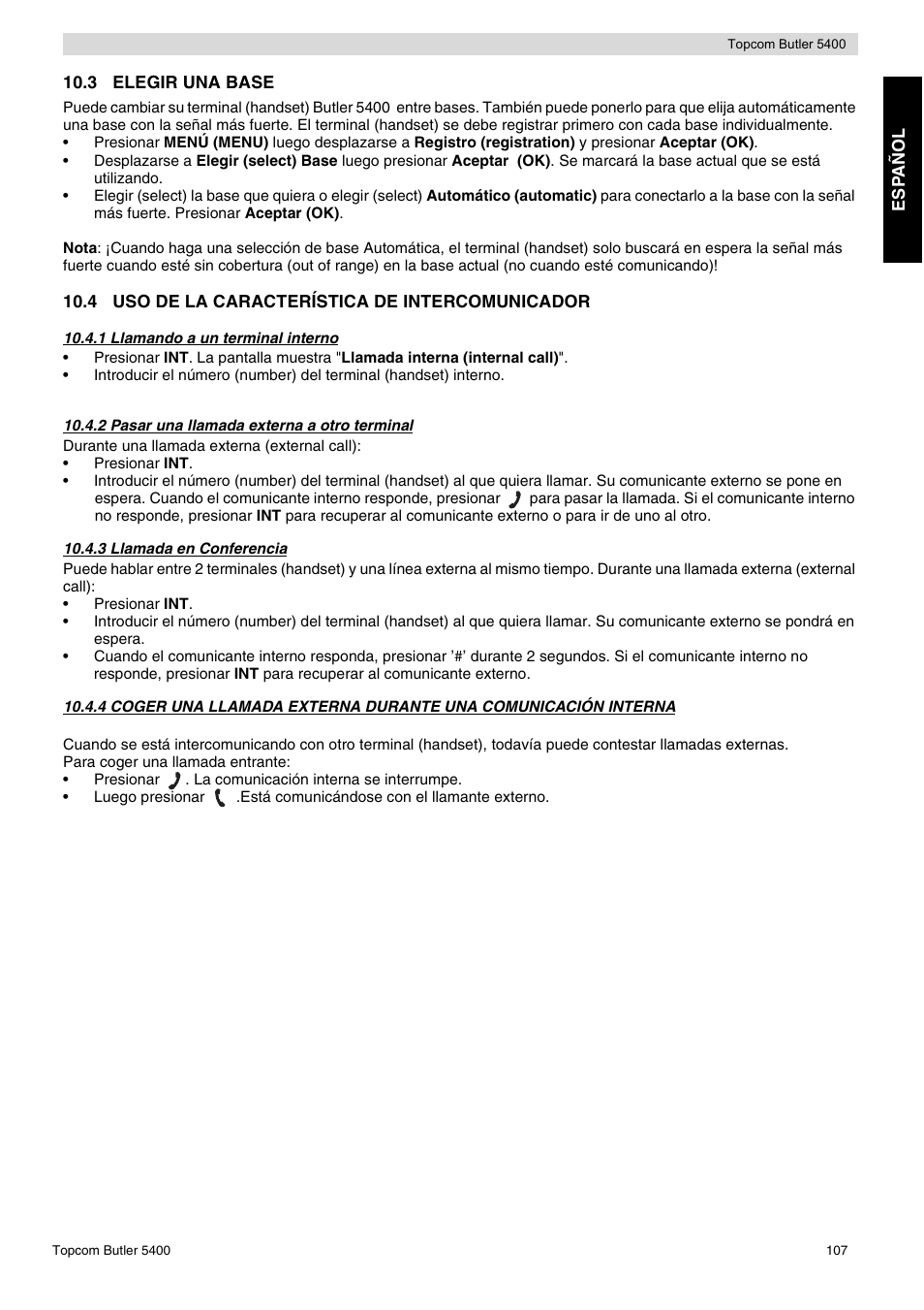 Topcom BUTLER 5400 User Manual | Page 107 / 112