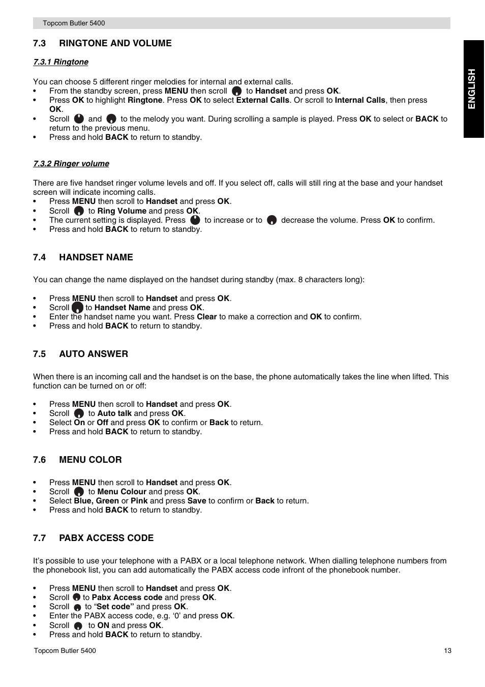 Topcom BUTLER 5400 User Manual | Page 13 / 112