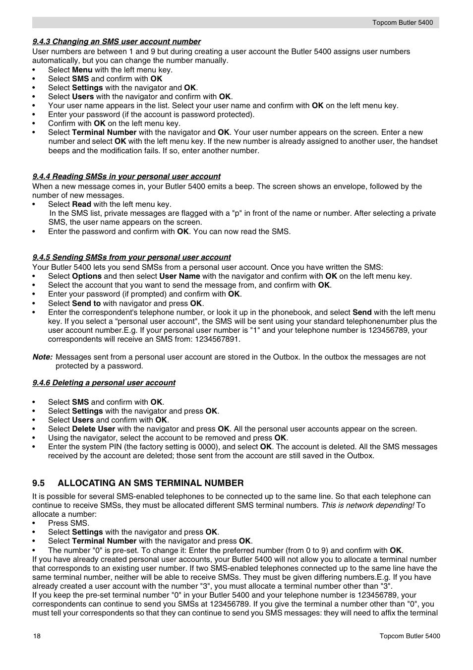 Topcom BUTLER 5400 User Manual | Page 18 / 112