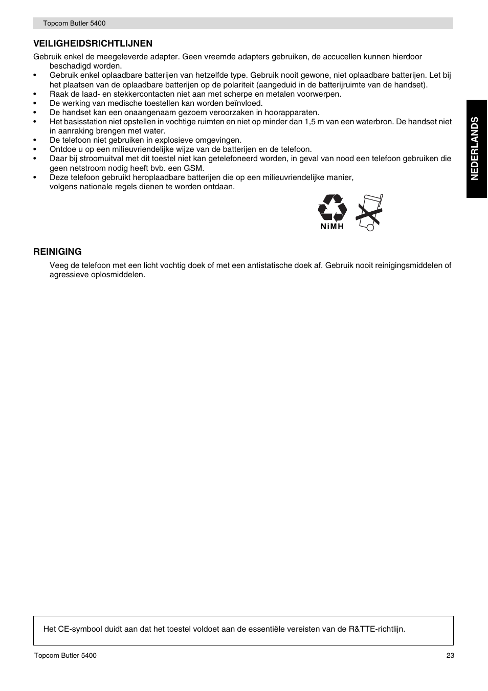 Topcom BUTLER 5400 User Manual | Page 23 / 112