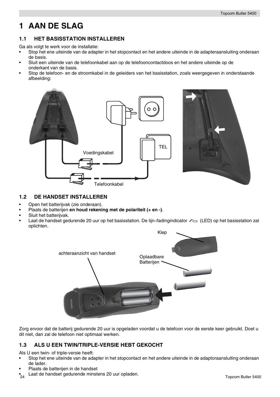1 aan de slag | Topcom BUTLER 5400 User Manual | Page 24 / 112