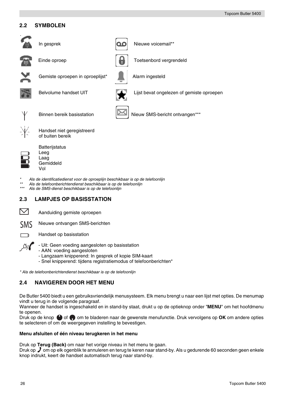 Topcom BUTLER 5400 User Manual | Page 26 / 112