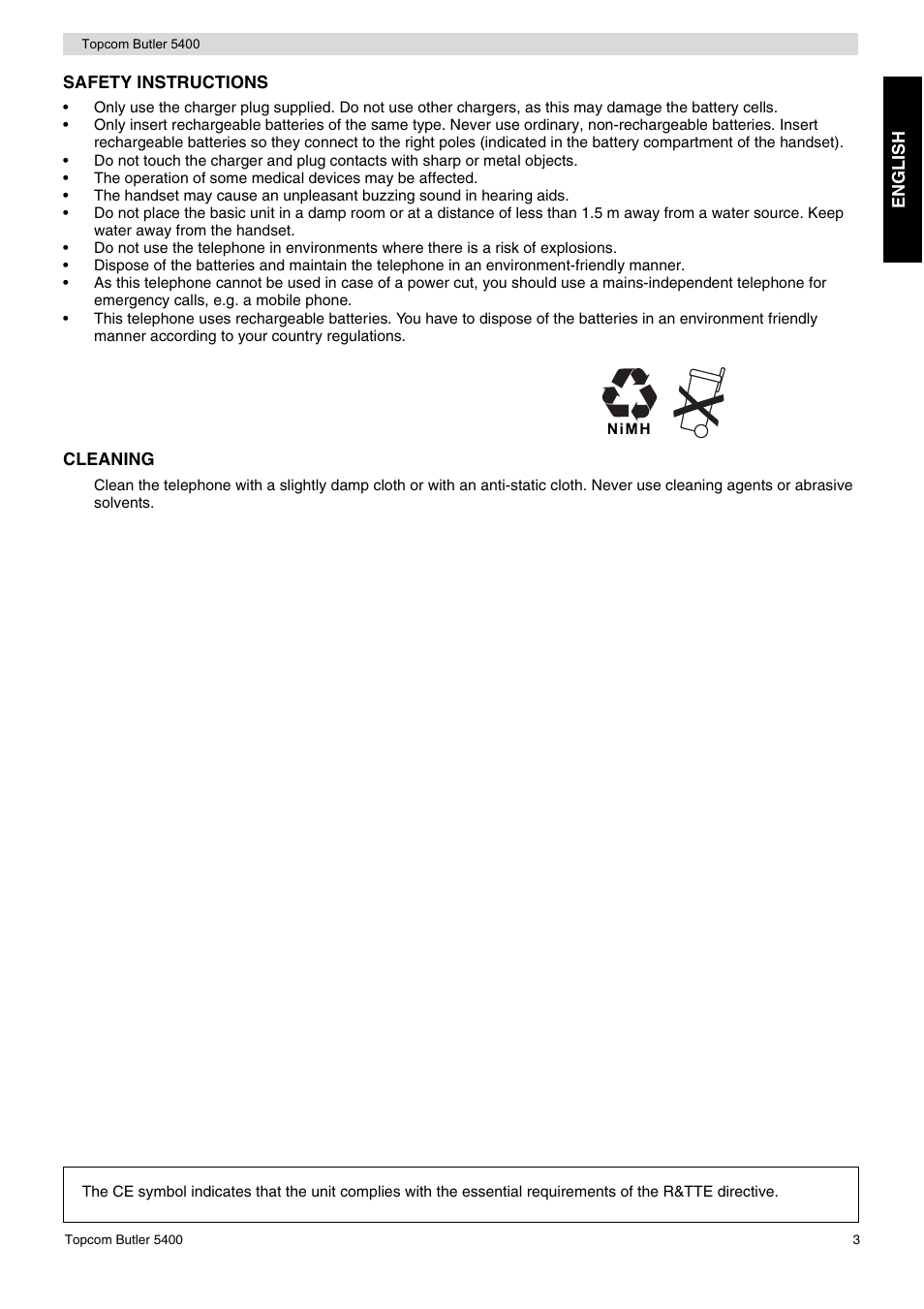Topcom BUTLER 5400 User Manual | Page 3 / 112