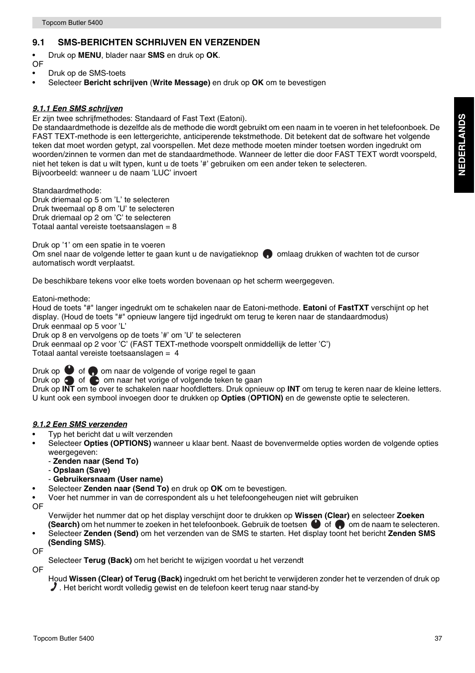 Topcom BUTLER 5400 User Manual | Page 37 / 112