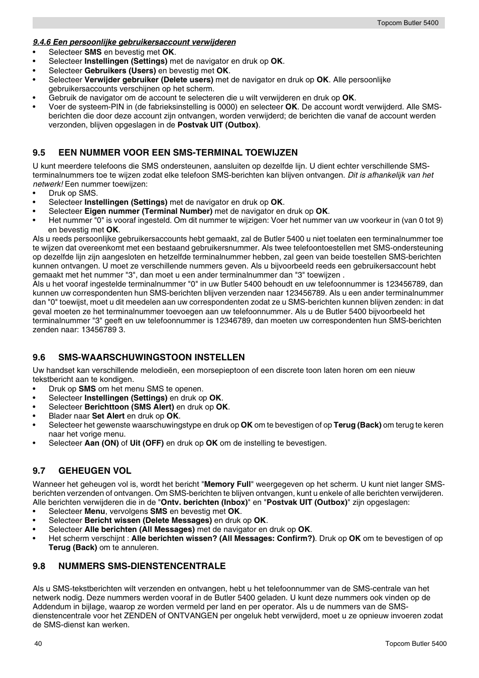 Topcom BUTLER 5400 User Manual | Page 40 / 112